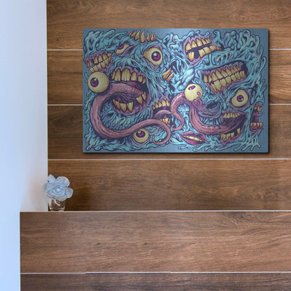Luxe Metal Art 'Eyeballs and Teeth Pattern' by Flyland Designs, Metal Wall Art,16x12