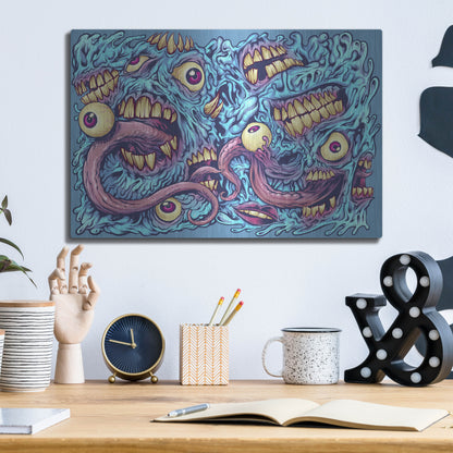 Luxe Metal Art 'Eyeballs and Teeth Pattern' by Flyland Designs, Metal Wall Art,16x12