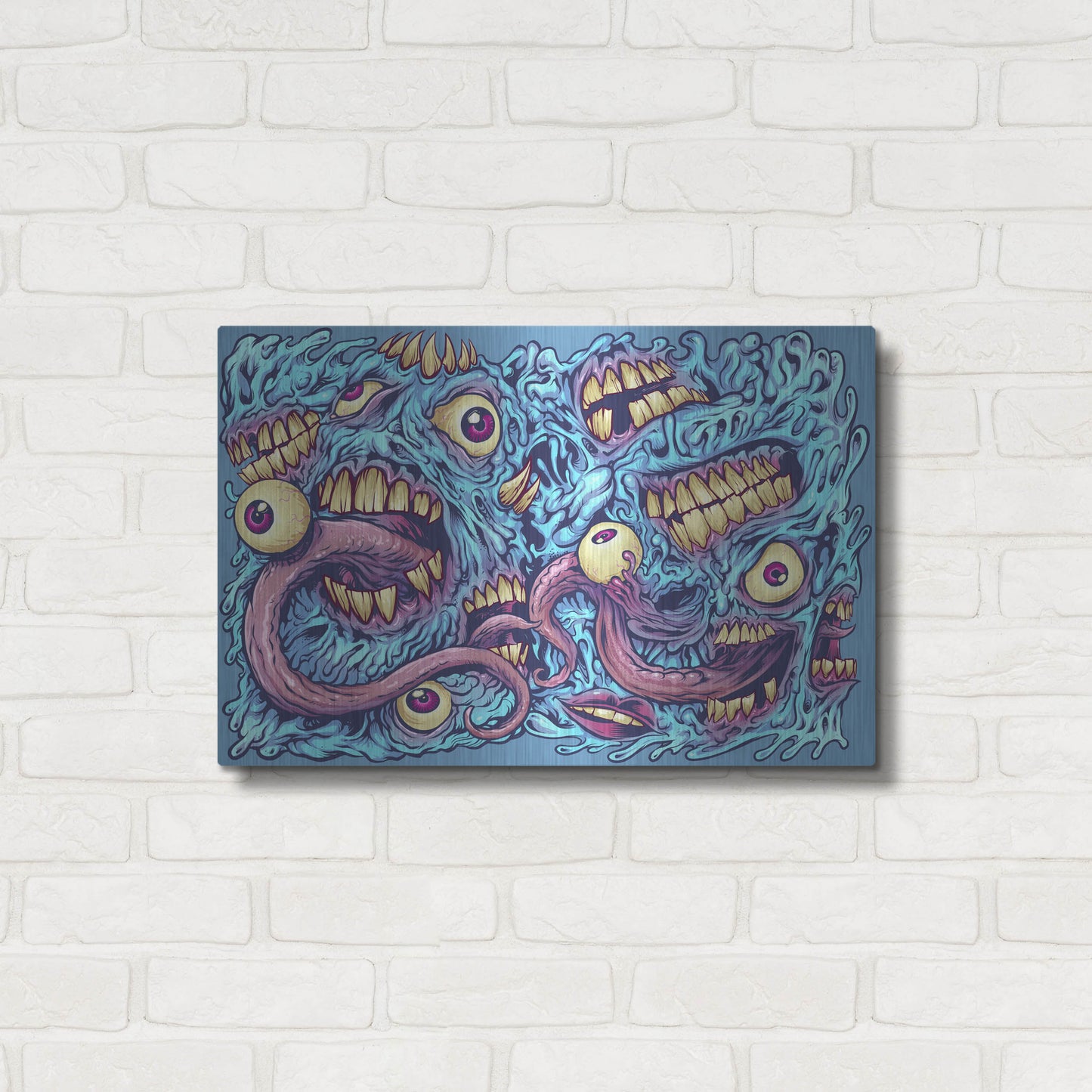 Luxe Metal Art 'Eyeballs and Teeth Pattern' by Flyland Designs, Metal Wall Art,24x16