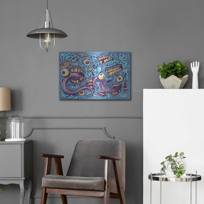 Luxe Metal Art 'Eyeballs and Teeth Pattern' by Flyland Designs, Metal Wall Art,24x16