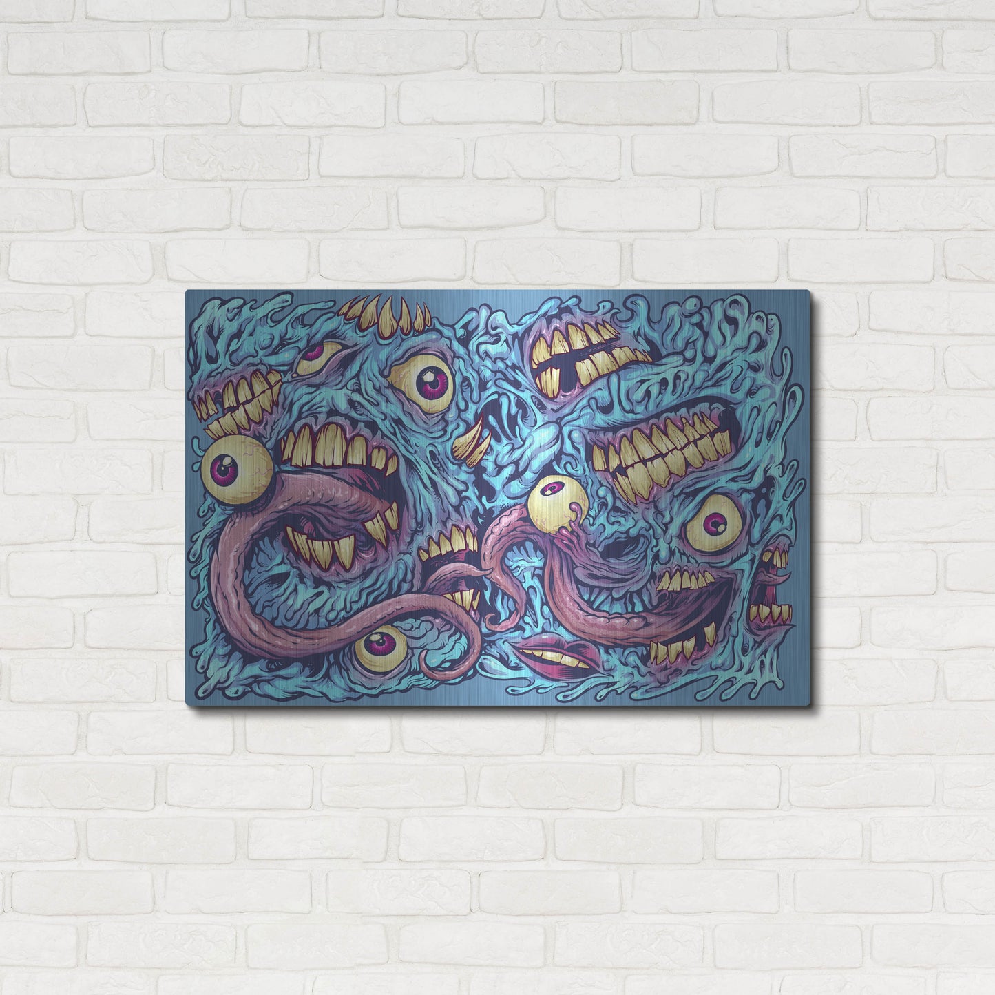 Luxe Metal Art 'Eyeballs and Teeth Pattern' by Flyland Designs, Metal Wall Art,36x24