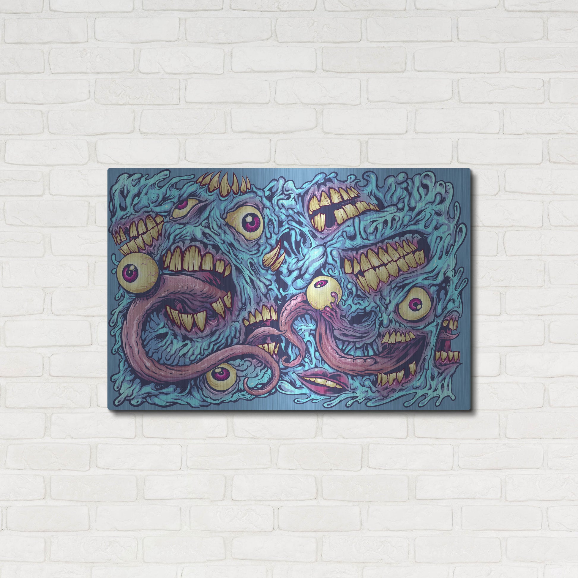 Luxe Metal Art 'Eyeballs and Teeth Pattern' by Flyland Designs, Metal Wall Art,36x24