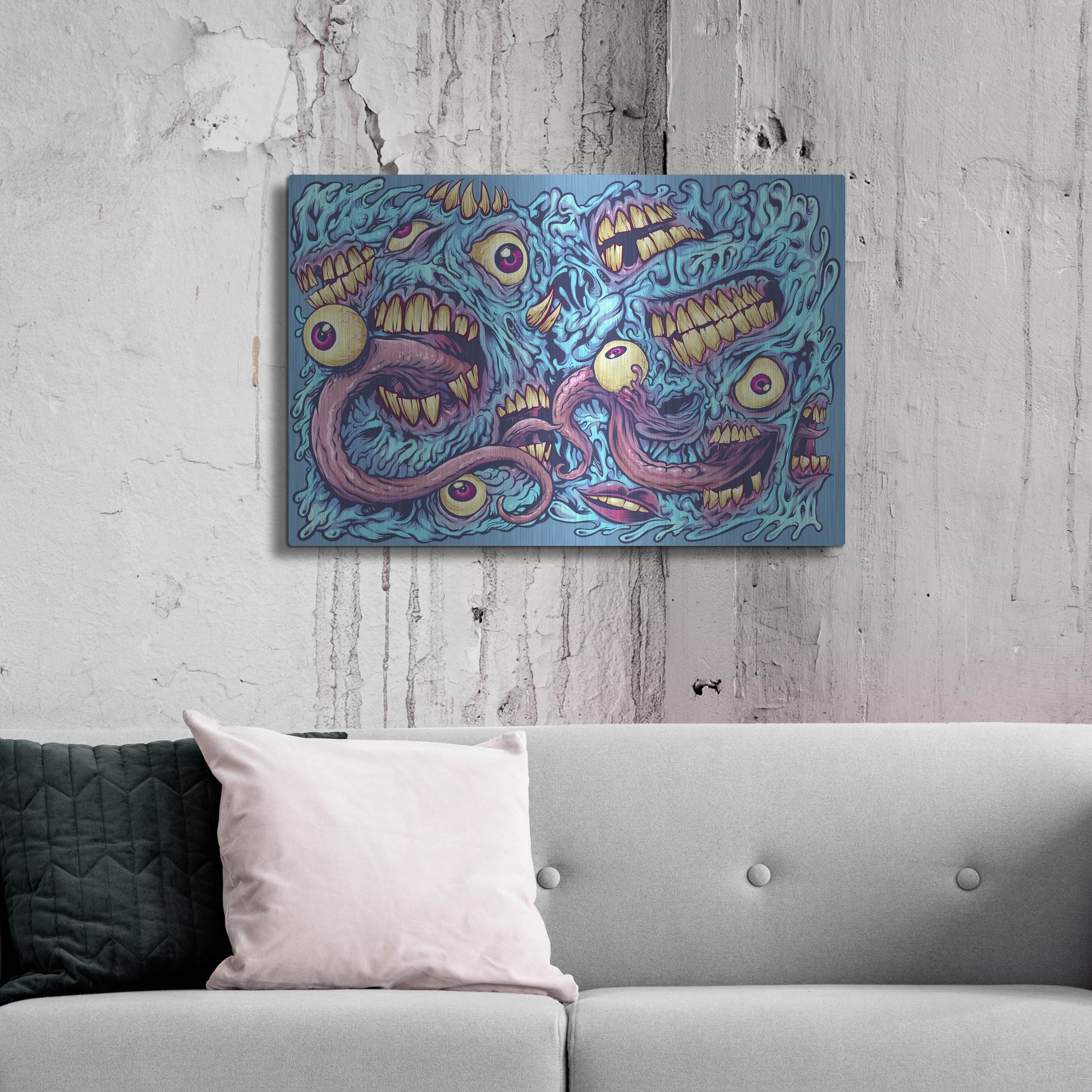 Luxe Metal Art 'Eyeballs and Teeth Pattern' by Flyland Designs, Metal Wall Art,36x24