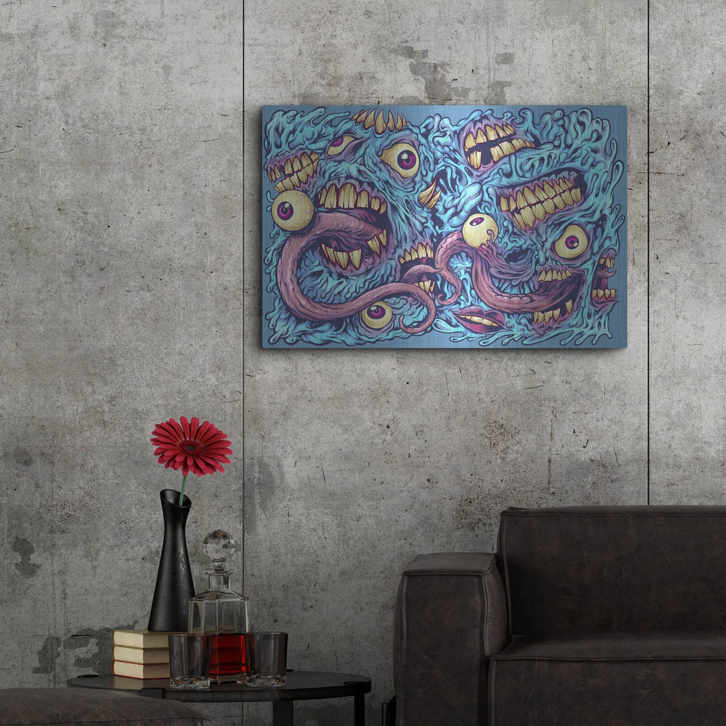 Luxe Metal Art 'Eyeballs and Teeth Pattern' by Flyland Designs, Metal Wall Art,36x24