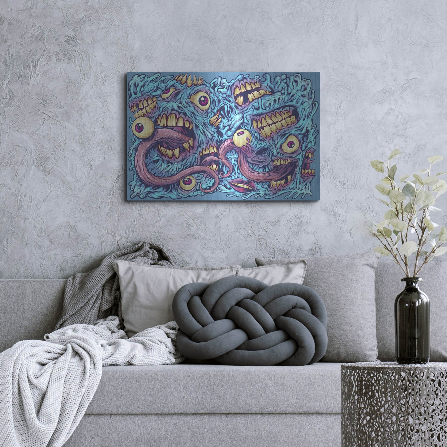 Luxe Metal Art 'Eyeballs and Teeth Pattern' by Flyland Designs, Metal Wall Art,36x24