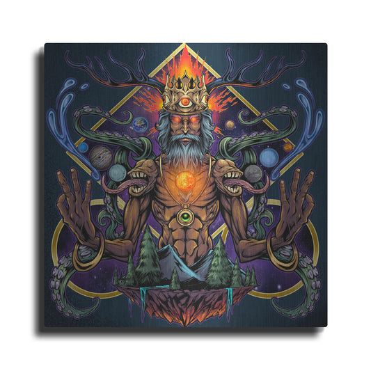 Luxe Metal Art 'Psychedelic Meditating Mystic' by Flyland Designs, Metal Wall Art