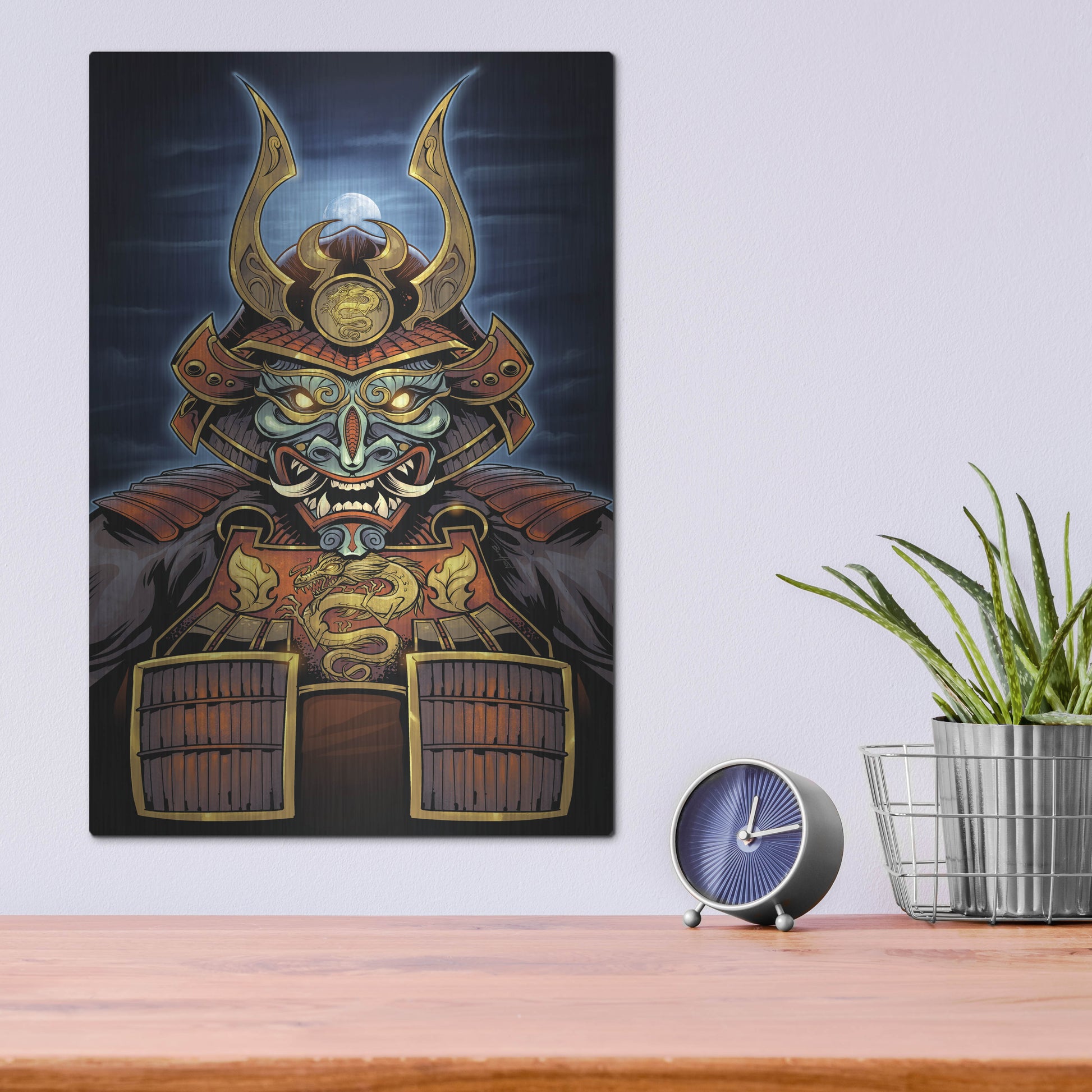 Luxe Metal Art 'Samurai' by Flyland Designs, Metal Wall Art,12x16
