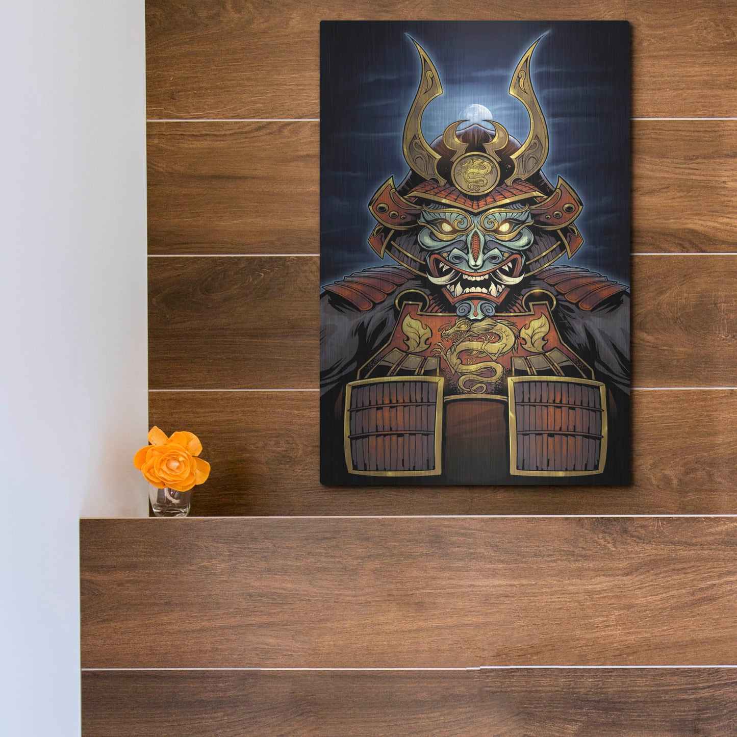 Luxe Metal Art 'Samurai' by Flyland Designs, Metal Wall Art,12x16