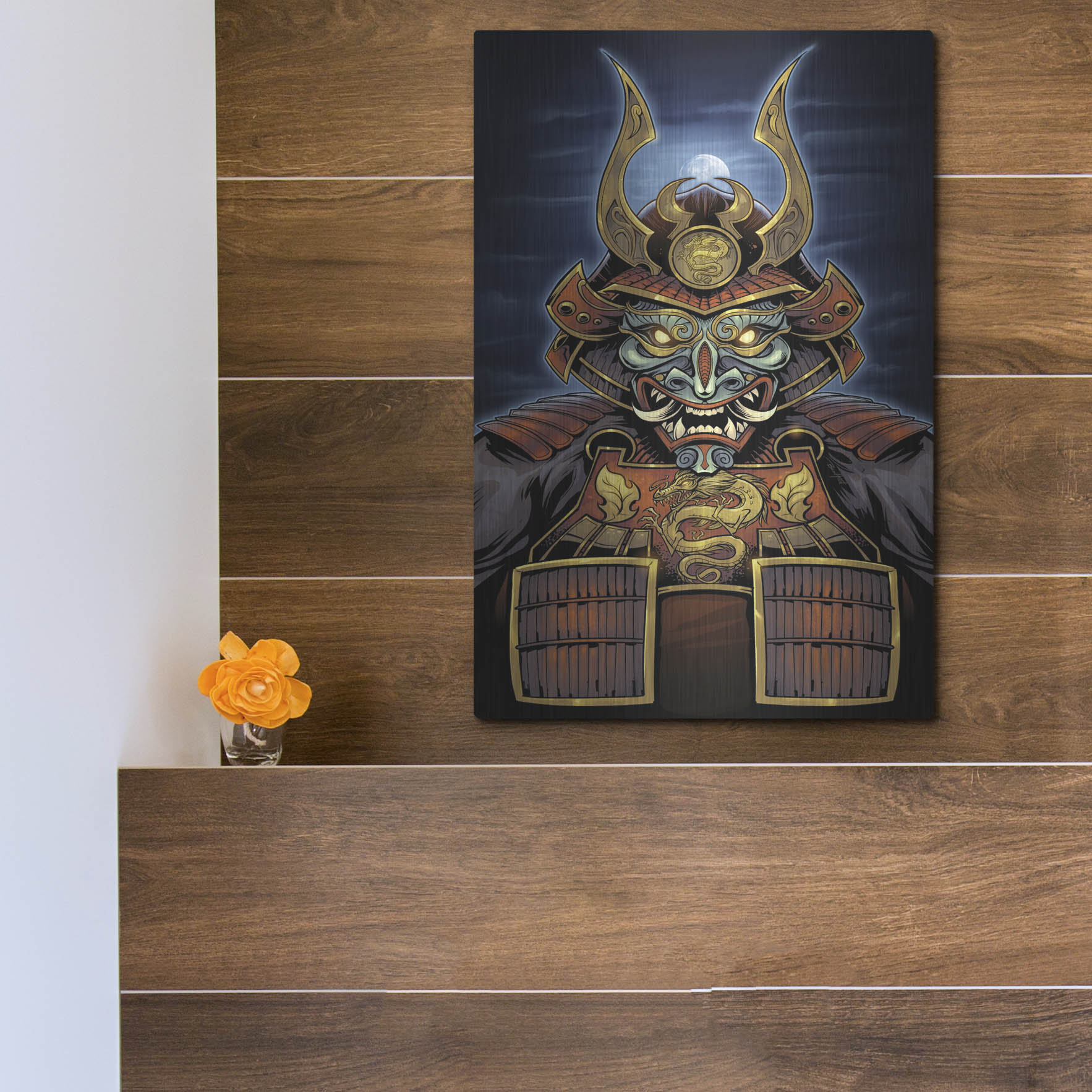 Luxe Metal Art 'Samurai' by Flyland Designs, Metal Wall Art,12x16