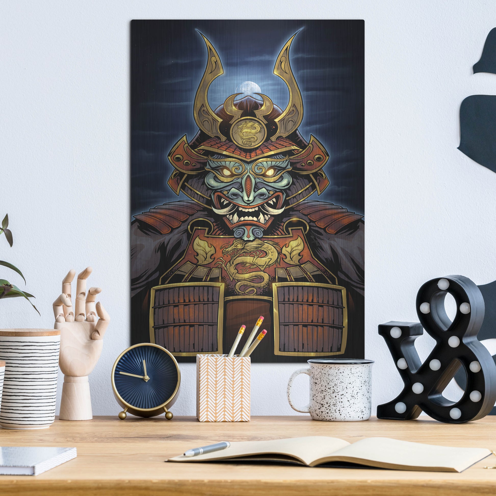 Luxe Metal Art 'Samurai' by Flyland Designs, Metal Wall Art,12x16