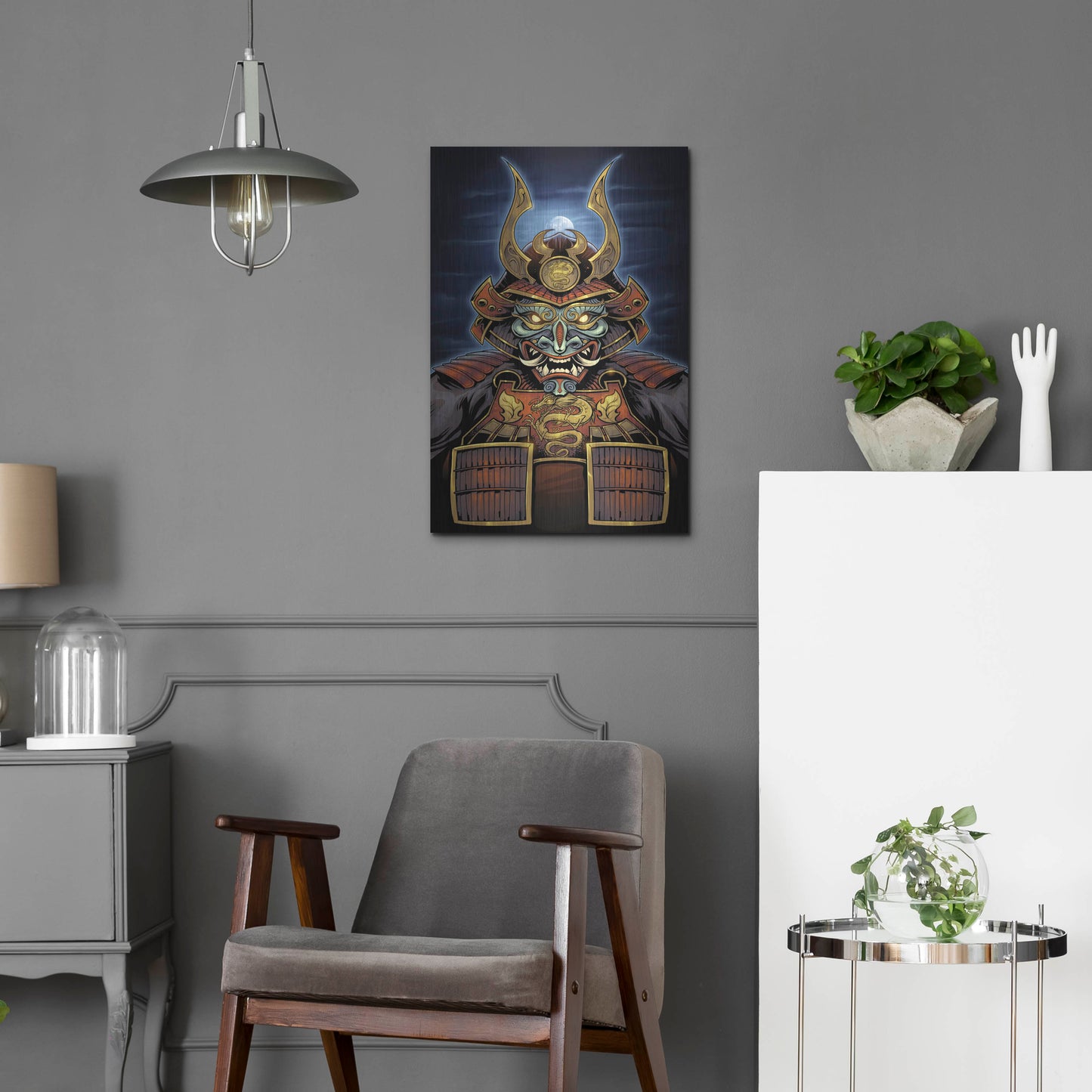 Luxe Metal Art 'Samurai' by Flyland Designs, Metal Wall Art,16x24