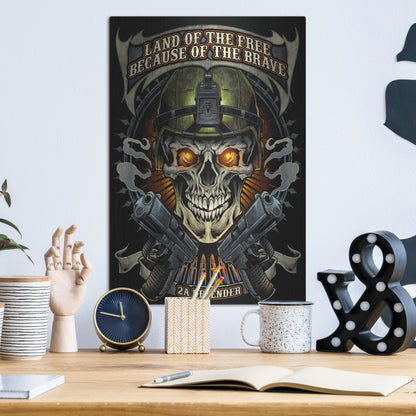 Luxe Metal Art 'Skull Soldier and Guns' by Flyland Designs, Metal Wall Art,12x16