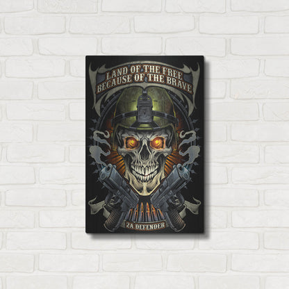 Luxe Metal Art 'Skull Soldier and Guns' by Flyland Designs, Metal Wall Art,16x24