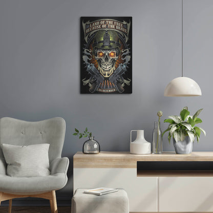 Luxe Metal Art 'Skull Soldier and Guns' by Flyland Designs, Metal Wall Art,16x24