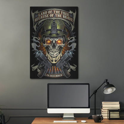 Luxe Metal Art 'Skull Soldier and Guns' by Flyland Designs, Metal Wall Art,24x36