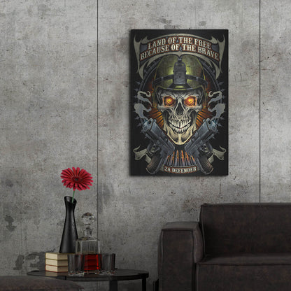 Luxe Metal Art 'Skull Soldier and Guns' by Flyland Designs, Metal Wall Art,24x36