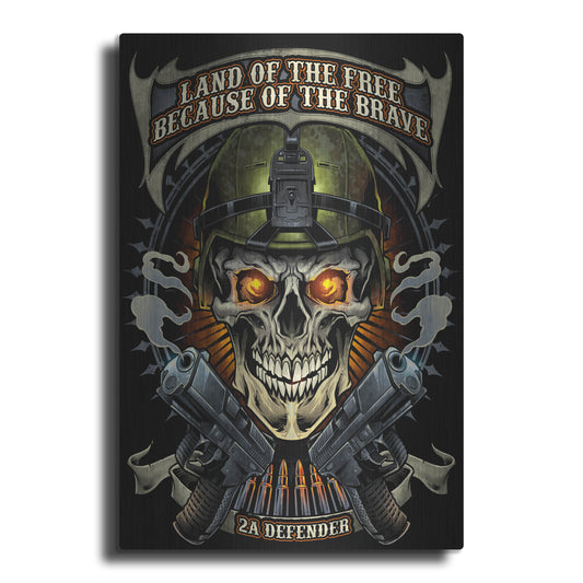 Luxe Metal Art 'Skull Soldier and Guns' by Flyland Designs, Metal Wall Art