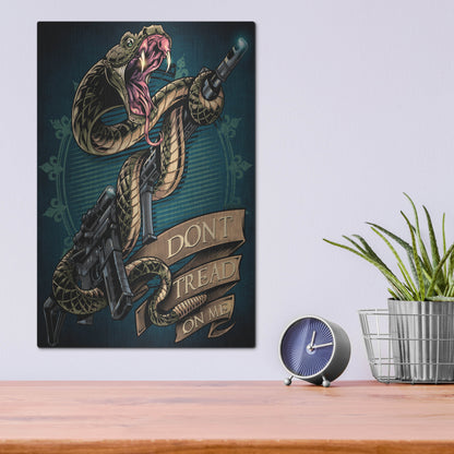 Luxe Metal Art 'Snake and Rifle T-Shirt Template' by Flyland Designs, Metal Wall Art,12x16