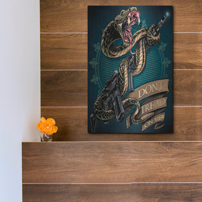 Luxe Metal Art 'Snake and Rifle T-Shirt Template' by Flyland Designs, Metal Wall Art,12x16