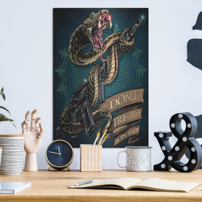 Luxe Metal Art 'Snake and Rifle T-Shirt Template' by Flyland Designs, Metal Wall Art,12x16