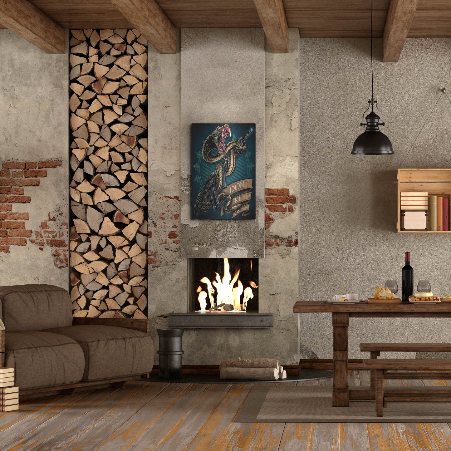 Luxe Metal Art 'Snake and Rifle T-Shirt Template' by Flyland Designs, Metal Wall Art,24x36