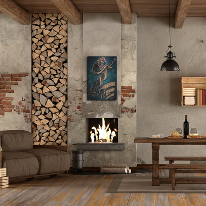 Luxe Metal Art 'Snake and Rifle T-Shirt Template' by Flyland Designs, Metal Wall Art,24x36