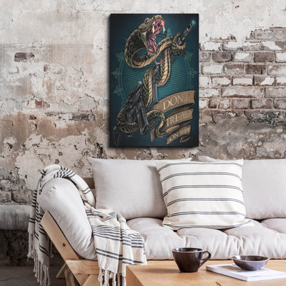 Luxe Metal Art 'Snake and Rifle T-Shirt Template' by Flyland Designs, Metal Wall Art,24x36