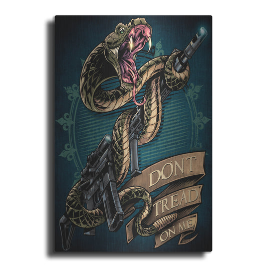 Luxe Metal Art 'Snake and Rifle T-Shirt Template' by Flyland Designs, Metal Wall Art