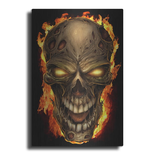 Luxe Metal Art 'Zombie Fire Skull' by Flyland Designs, Metal Wall Art