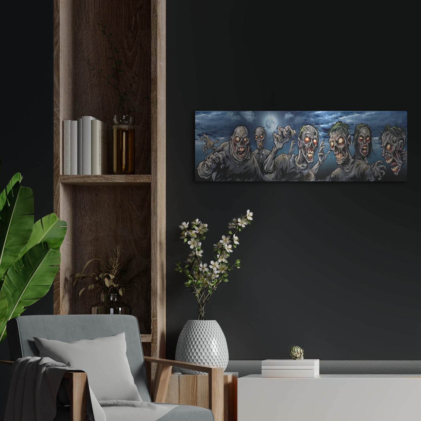 Luxe Metal Art 'Zombies Banner' by Flyland Designs, Metal Wall Art,36x12