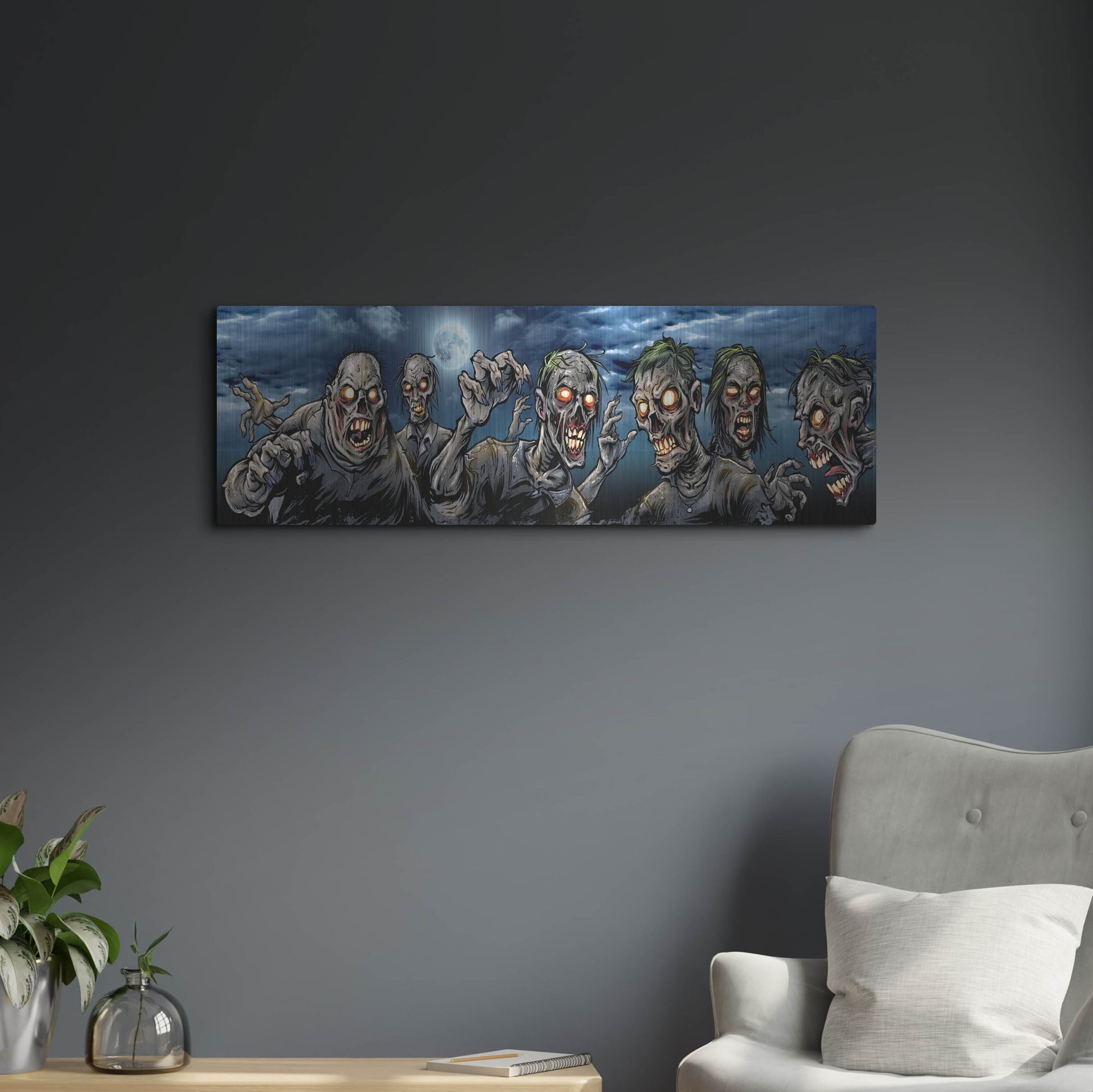 Luxe Metal Art 'Zombies Banner' by Flyland Designs, Metal Wall Art,36x12