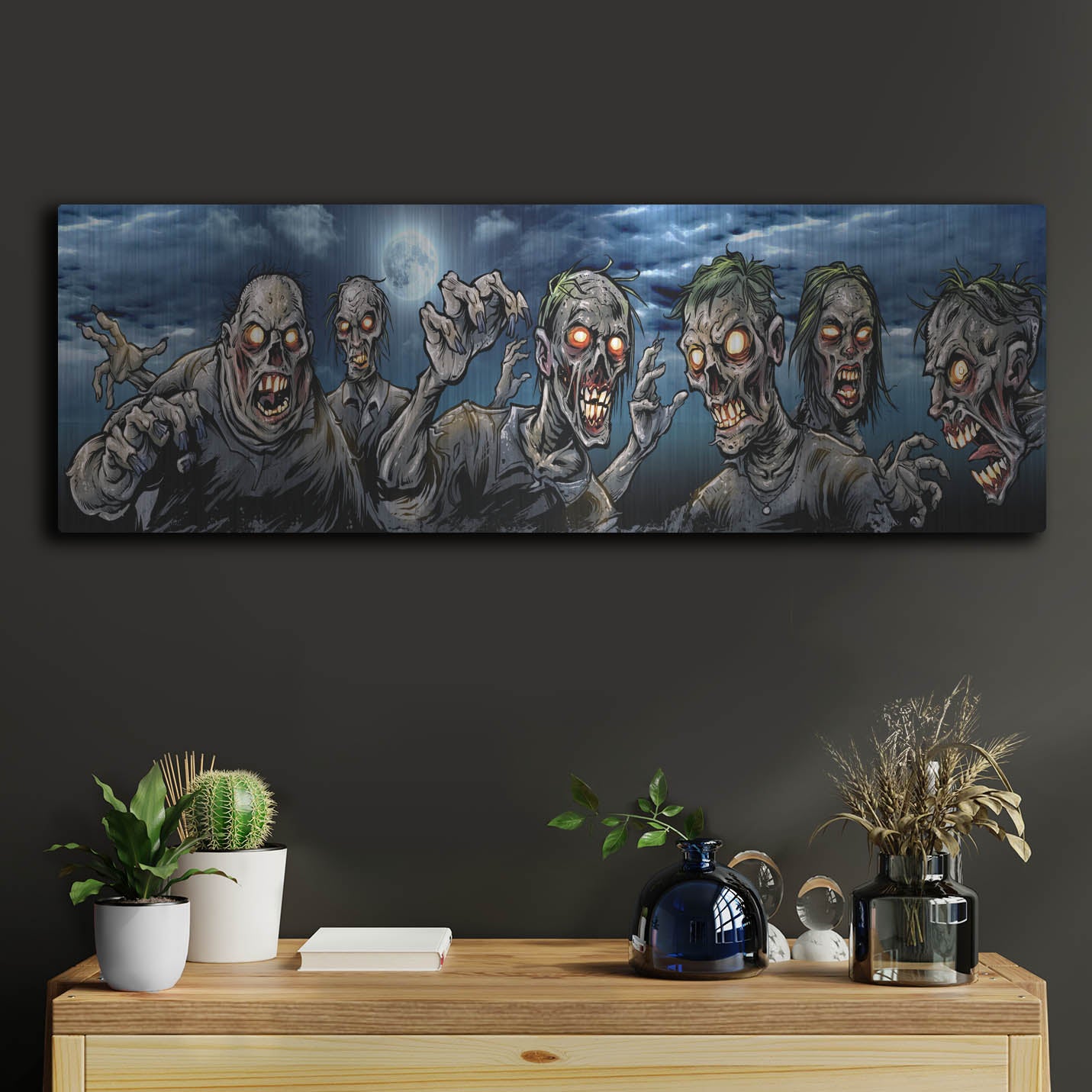Luxe Metal Art 'Zombies Banner' by Flyland Designs, Metal Wall Art,36x12
