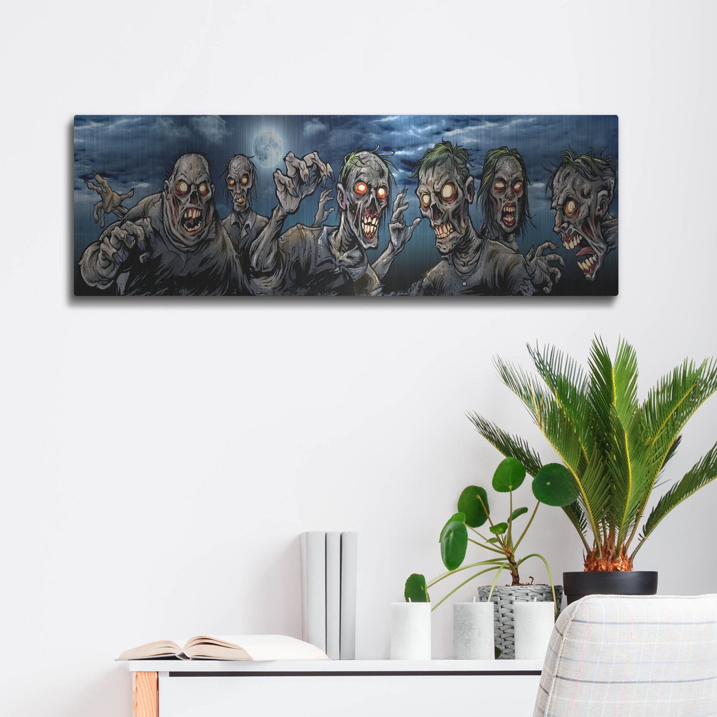 Luxe Metal Art 'Zombies Banner' by Flyland Designs, Metal Wall Art,36x12