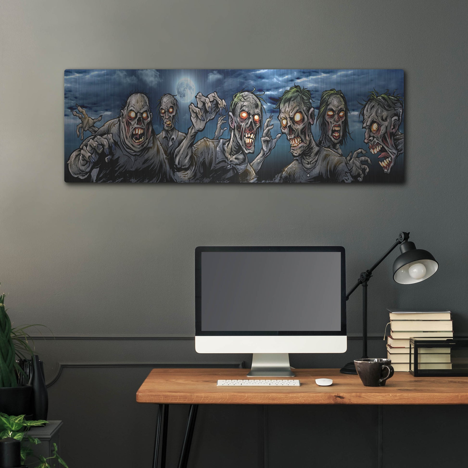 Luxe Metal Art 'Zombies Banner' by Flyland Designs, Metal Wall Art,48x16