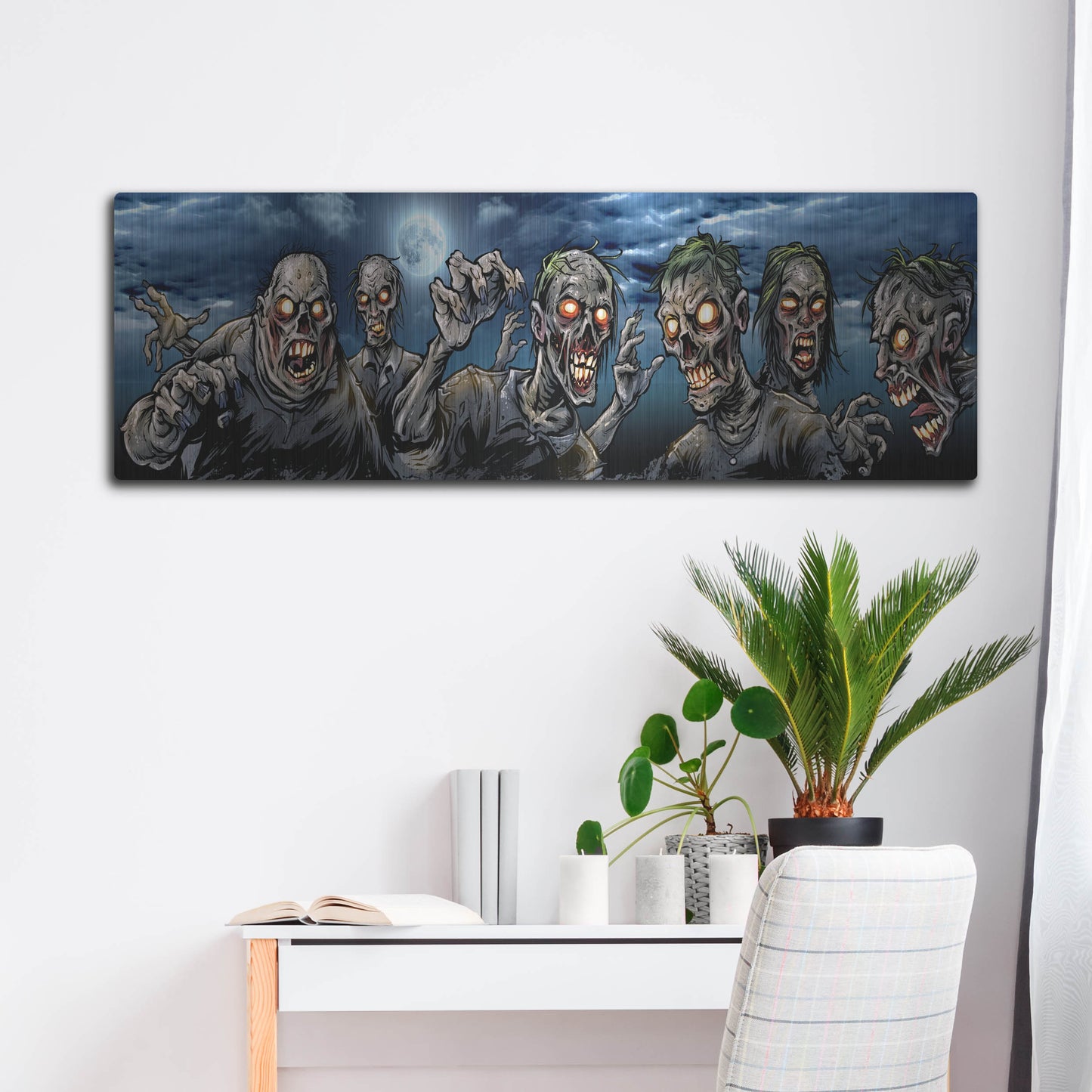 Luxe Metal Art 'Zombies Banner' by Flyland Designs, Metal Wall Art,48x16
