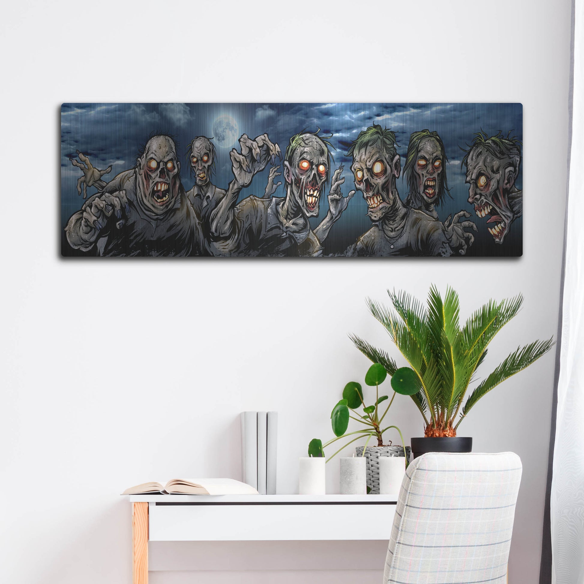 Luxe Metal Art 'Zombies Banner' by Flyland Designs, Metal Wall Art,48x16