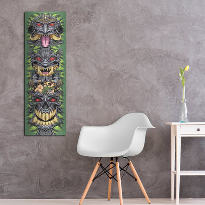 Luxe Metal Art 'Aztec Tiki Totem Skateboard' by Flyland Designs, Metal Wall Art,16x48