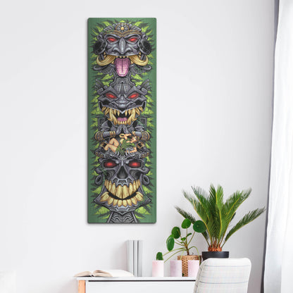 Luxe Metal Art 'Aztec Tiki Totem Skateboard' by Flyland Designs, Metal Wall Art,16x48