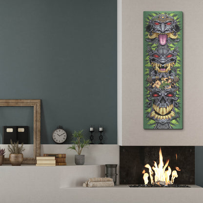 Luxe Metal Art 'Aztec Tiki Totem Skateboard' by Flyland Designs, Metal Wall Art,16x48