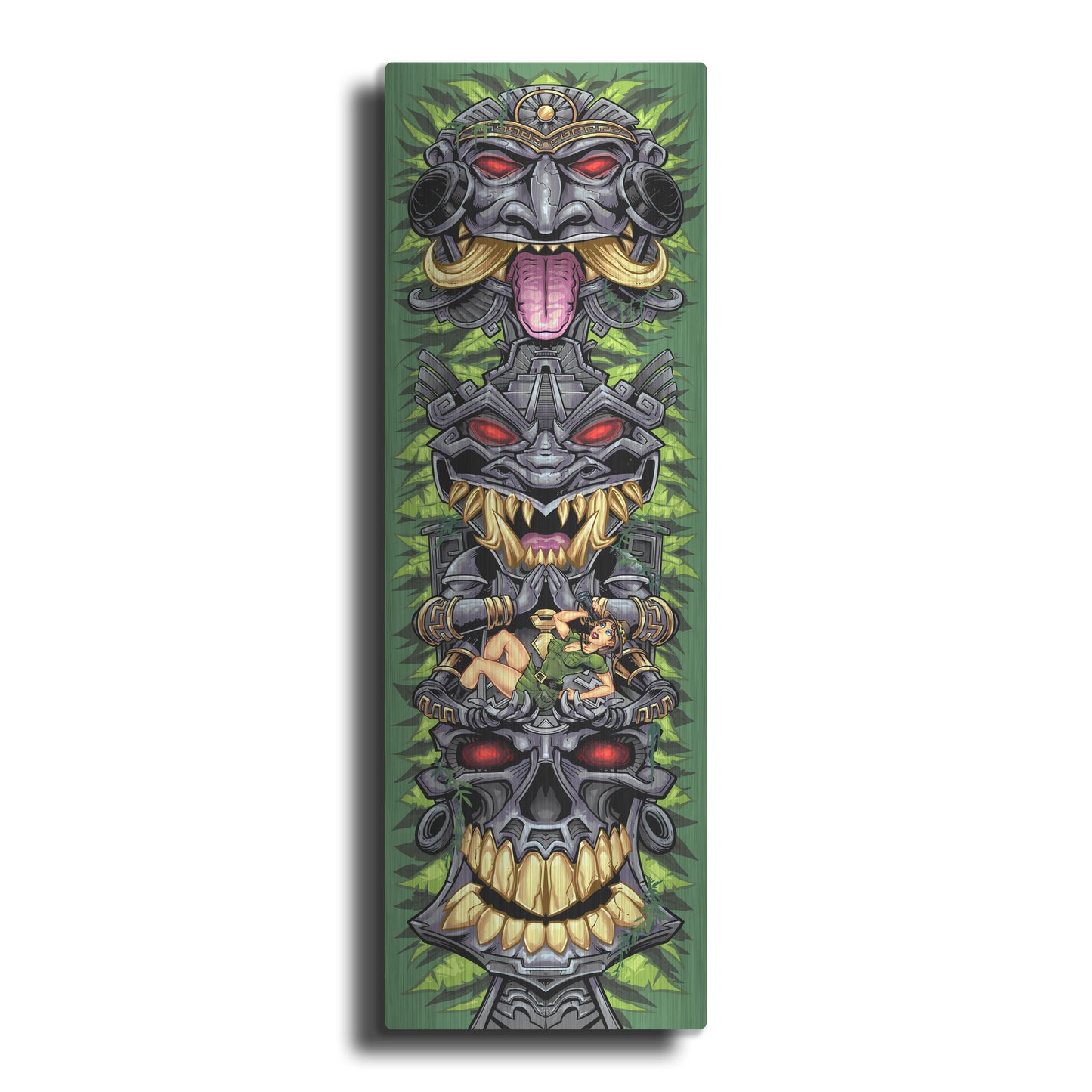 Luxe Metal Art 'Aztec Tiki Totem Skateboard' by Flyland Designs, Metal Wall Art