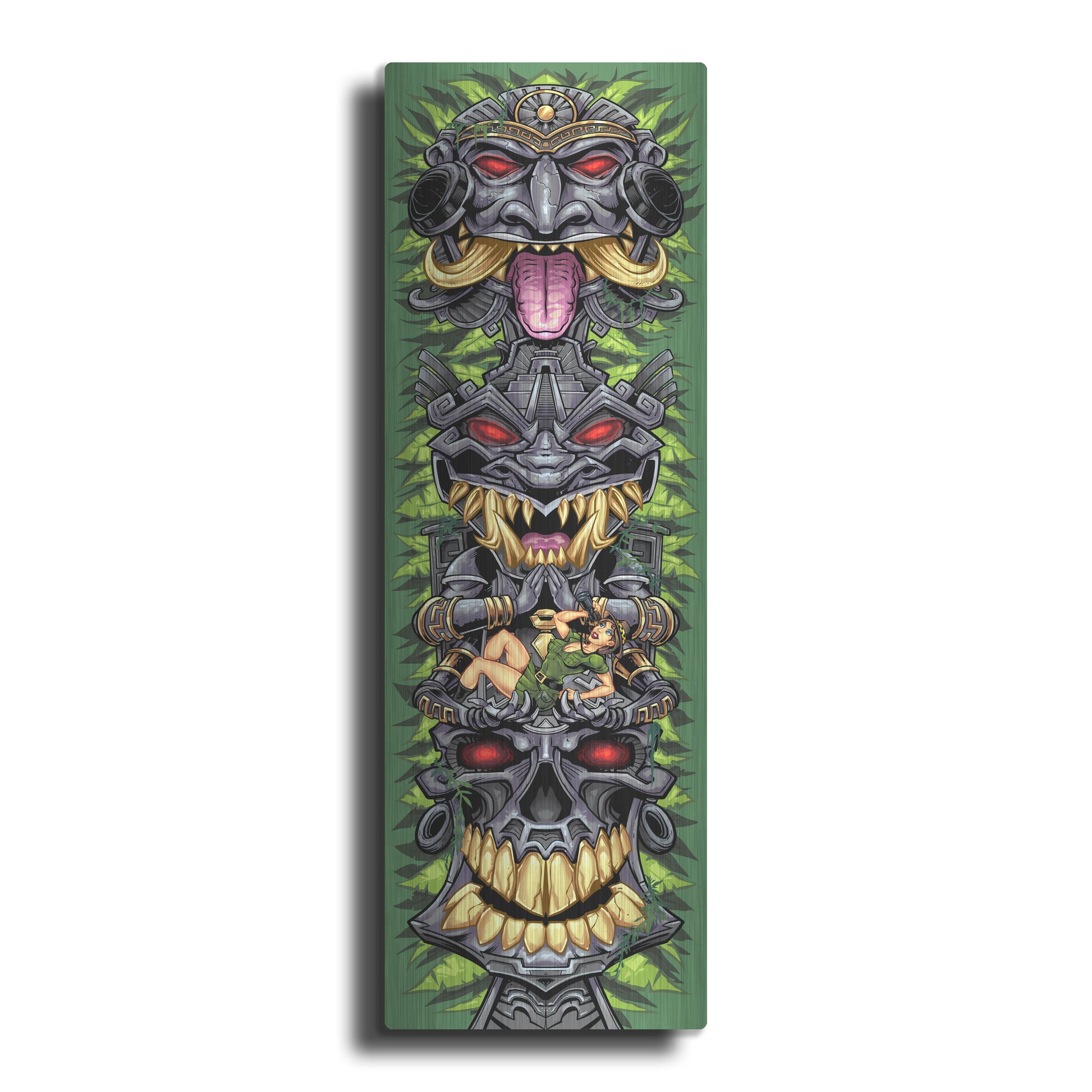 Luxe Metal Art 'Aztec Tiki Totem Skateboard' by Flyland Designs, Metal Wall Art