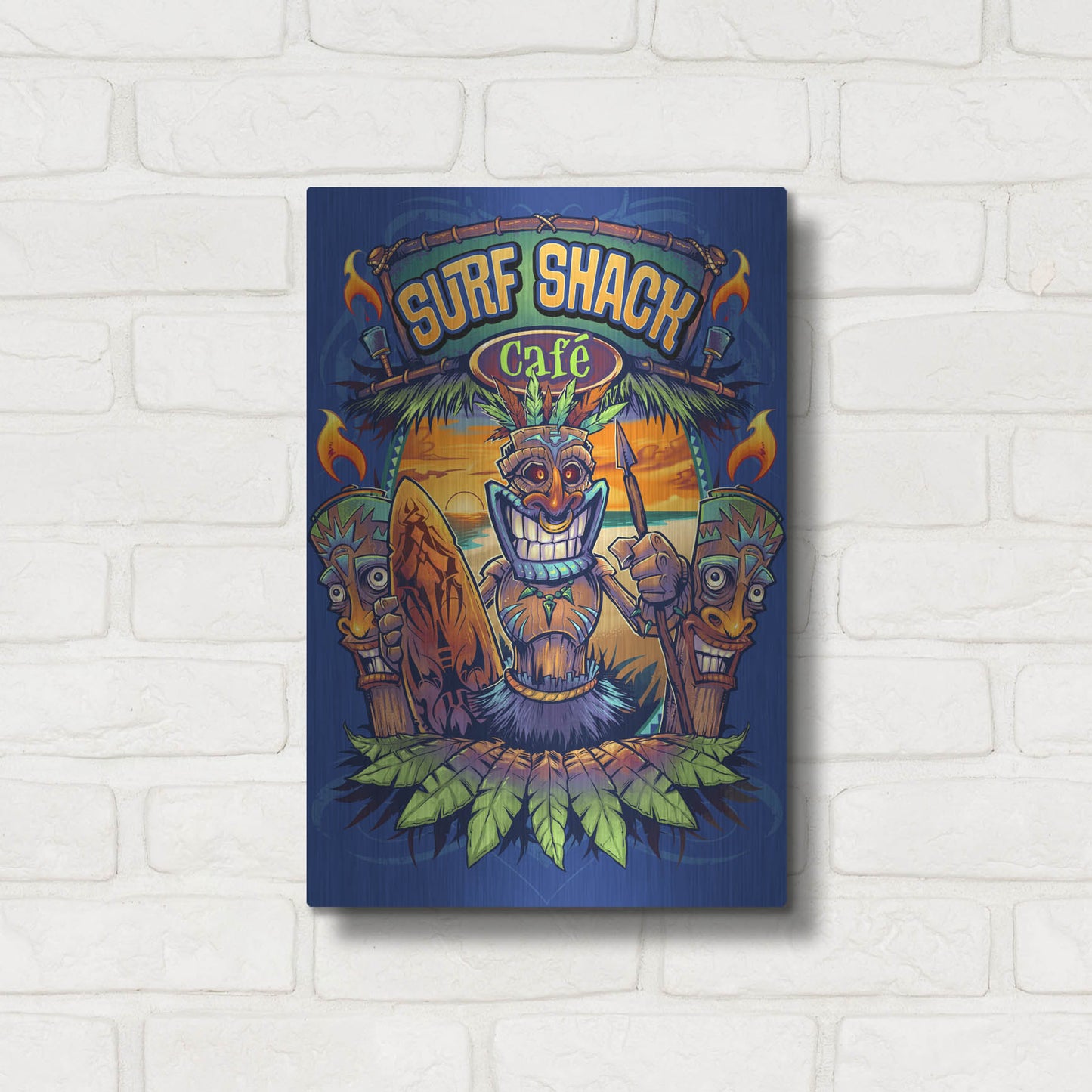 Luxe Metal Art 'Big Kahuna Tiki Man Licensing' by Flyland Designs, Metal Wall Art,12x16