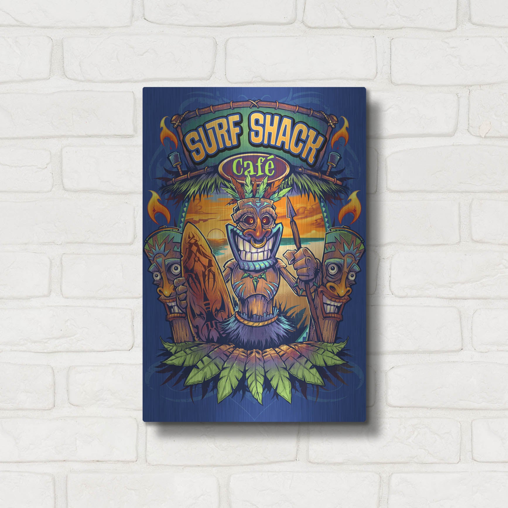 Luxe Metal Art 'Big Kahuna Tiki Man Licensing' by Flyland Designs, Metal Wall Art,12x16