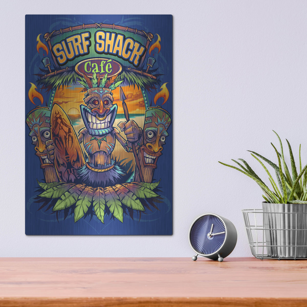 Luxe Metal Art 'Big Kahuna Tiki Man Licensing' by Flyland Designs, Metal Wall Art,12x16