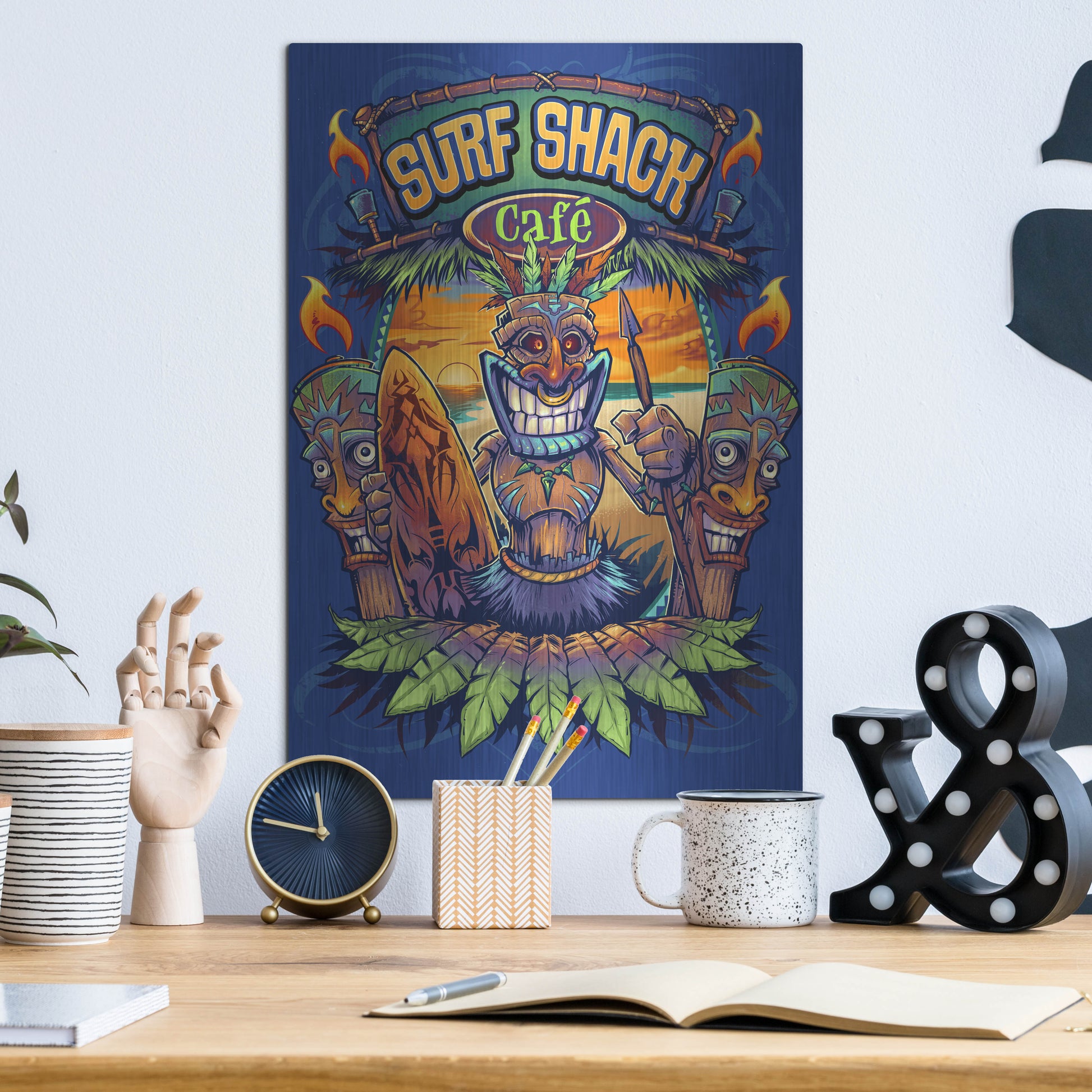 Luxe Metal Art 'Big Kahuna Tiki Man Licensing' by Flyland Designs, Metal Wall Art,12x16