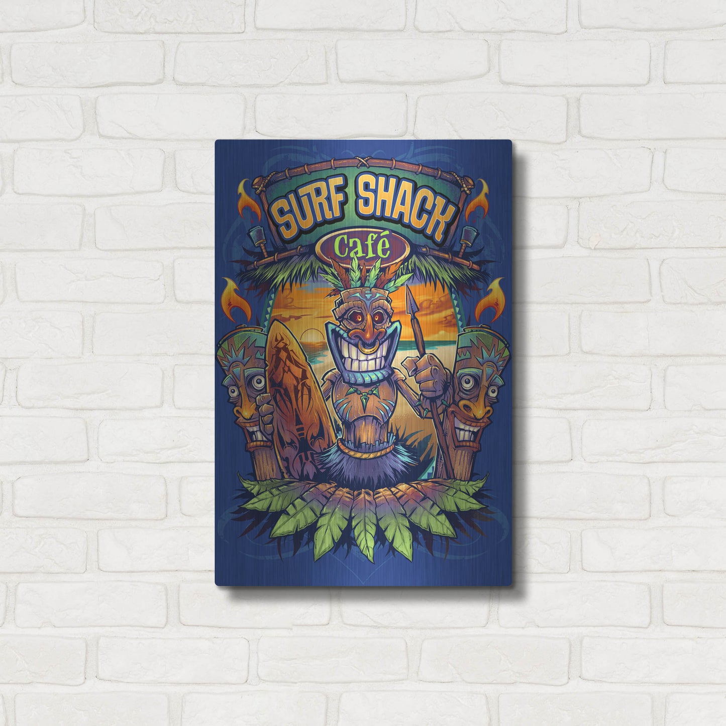 Luxe Metal Art 'Big Kahuna Tiki Man Licensing' by Flyland Designs, Metal Wall Art,16x24