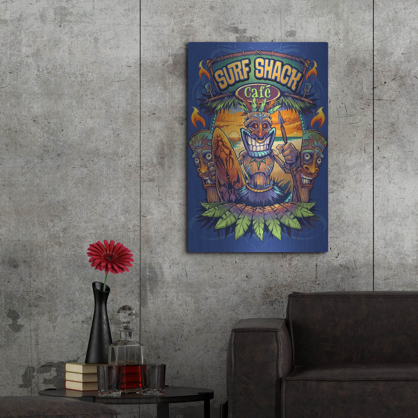 Luxe Metal Art 'Big Kahuna Tiki Man Licensing' by Flyland Designs, Metal Wall Art,24x36