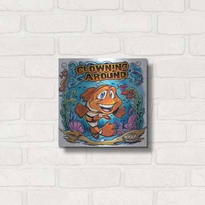 Luxe Metal Art 'Clown Fish Underwater Scene' by Flyland Designs, Metal Wall Art,12x12
