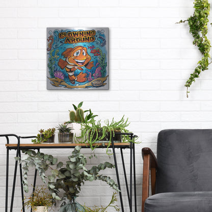 Luxe Metal Art 'Clown Fish Underwater Scene' by Flyland Designs, Metal Wall Art,12x12
