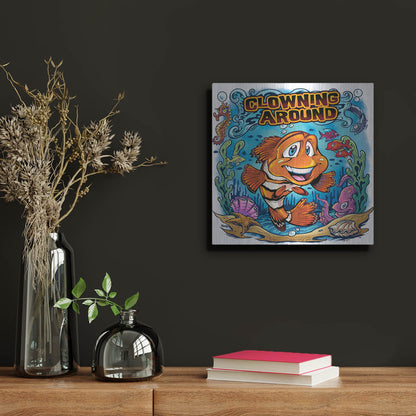 Luxe Metal Art 'Clown Fish Underwater Scene' by Flyland Designs, Metal Wall Art,12x12